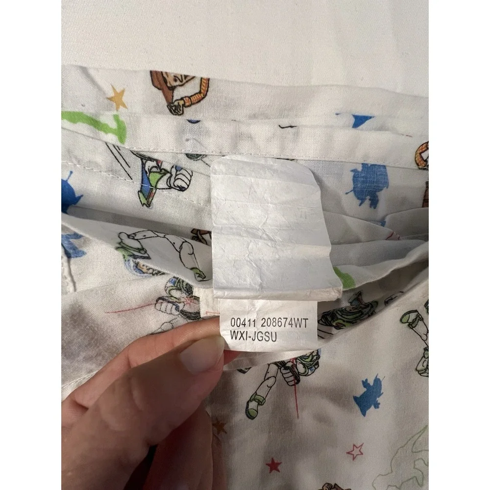 Vintage Disney‎ Pixar TOY STORY Toddler Flat Sheet Andy Buzz Crown Crafts